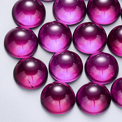 Transparent Spitzlackieren Glas Cabochons, halbrund / Dome, Medium violett rot, 14x7 mm