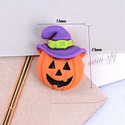 Cabuchones de resina opacos, para accesorios para el cabello, tema de halloween, calabaza jack-o'-lantern, colorido, 23x17x8mm