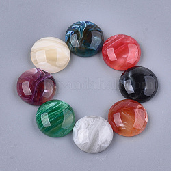 Resin Cabochons, Imitation Gemstone Style, Dome/Half Round, Mixed Color, 18x6mm