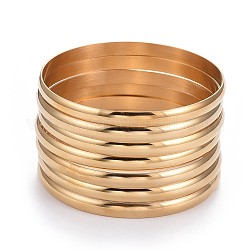 Insiemi del braccialetto buddista dell'acciaio inossidabile di modo 304, oro, 2-3/8 pollice (6 cm), 7 pc / set
