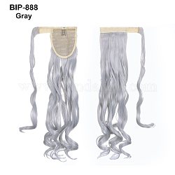 Волшебная паста для наращивания длинных вьющихся волос «конский хвост», термостойкое высокотемпературное волокно, обернуть вокруг хвоста синтетический парик, для женщин, серые, 21.65 дюйм