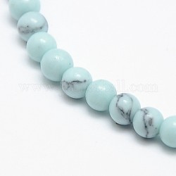 Synthetic Turquoise Smooth Round Beads Strands, Dyed, Light Cyan, 10mm, Hole: 1mm, about 39pcs/strand, 15.5 inch