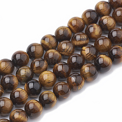 Natural Tiger Eye Beads Strands, Grade AB+, Round, 6~7mm, Hole: 1mm, about 60~67pcs/strand, 15.7 inch