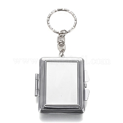 Железный складной зеркальный брелок, портативное компактное карманное зеркало для путешествий, пустая основа для крафта из уф-смолы, прямоугольные, платина, 9.7 см