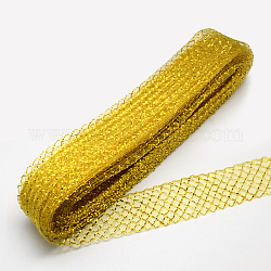 Cinta de malla, Cable de hilo de plástico neto, con cuerda metálica de oro, vara de oro, 7 cm, 25 yardas / paquete