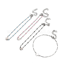Bracelets à maillons en 304 acier inoxydable, avec l'émail et le homard fermoirs pince, étoiles du nord, couleur mixte, 7-1/2 pouce (19 cm), 1.5mm