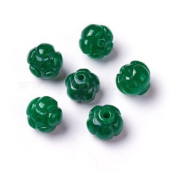 Perles naturelles en jade du Myanmar/jade birmane, teinte, fleur, 10~11x8~9mm, Trou: 1.5mm