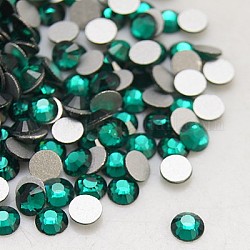 Glass Flat Back Rhinestone, Grade A, Back Plated, Faceted, Half Round, Emerald, 4.6~4.8mm, about 1440pcs/bag