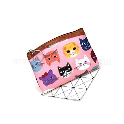 Clutch-Taschen aus Stoff mit Katzenmuster, Geldbörse mit Reißverschluss, für Frauen, Rechteck, rosa, 12x8 cm