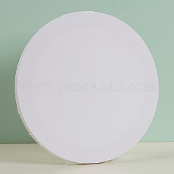 Legno bianco cotone con primer incorniciato, tavola di cotone allungata, per dipingere disegno, rotondo e piatto, bianco, 30.5x1.7cm