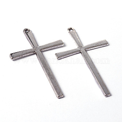Tibetan Style Alloy Cross Large Pendants, Lead Free, Cadmium Free and Nickel Free, Antique Silver, 61.5x36.5x2mm, Hole: 2mm