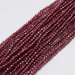 Granato naturale perline fili, tondo, sfaccettato, 2mm, Foro: 0.5 mm, circa 197pcs/filo, 15.7 pollice (40 cm)