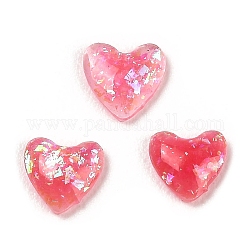 Кабошоны из искусственного опала из смолы, с блеском порошок, сердце с плоской спиной, розовые, 5x5x1 мм