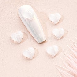Resin Cabochons, Peach Heart, Nail Art Decoration Accessories, White, 8x8mm, 10pcs/bag