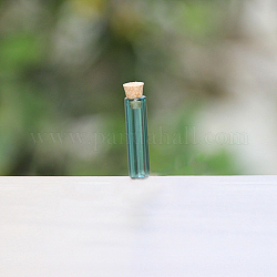 Мини-контейнеры для бутылок из боросиликатного стекла, бутылка желаний, с пробкой, колонка, зелено-синие, 0.8x3 см