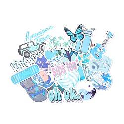 Mischungsmuster-Cartoonaufkleber, wasserfeste Vinyl-Aufkleber, für wasserflaschen laptop telefon skateboard dekoration, Licht Himmel blau, 3.8x4.2x0.02 cm, 50 Stück / Beutel