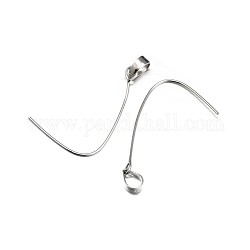 Sterling Silver Earring Findings, Platinum, 40mm, Hole: 3x4mm, Pin: 0.6mm