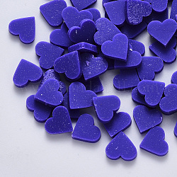 Кабошоны из полимерной глины ручной работы, сердце, темно-фиолетовый, 8~9x9x1~2.5 мм, о 350 шт / 50 г.