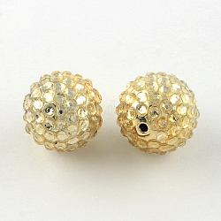 Transparent Strass Harz Perlen graduierte, mit UV-Beschichtung Acryl runde Perlen innen, Weizen, 20 mm, Bohrung: 2~2.5 mm