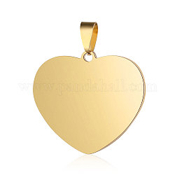 201 Stainless Steel Stamping Blank Tag Pendants, Manual Polishing, Heart, Golden, 38.5x35x2mm, Hole: 4x7mm
