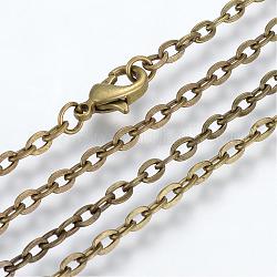 Fabricación de collar de cadenas de cable de hierro, con broches de langosta, sin soldar, Bronce antiguo, 23.6 pulgada (60 cm)