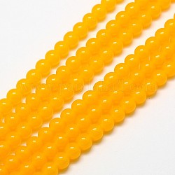 Nachahmung Bernstein Harz runde Perlen-Stränge für buddhistische Schmuck machen, orange, 8 mm, Bohrung: 2 mm, ca. 51 Stk. / Strang, 15.5 Zoll