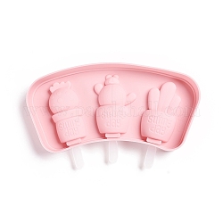アイスポップ食品グレードのシリコーン型  プラスチック製の蓋と棒付き  子供用夏の家庭のキッチンツール  ピンク  97x220x25mm