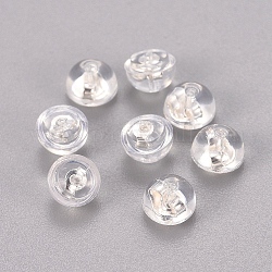 Auricolari in silicone, con925 accessori di argento puro, mezzo tondo, chiaro, argento, 5.5x4mm, Foro: 0.6 mm