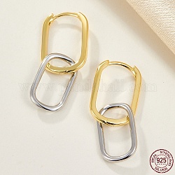 925 Sterling Silver Dangle Hoop Earrings for Women, Oval, Mixed Color, 30x11mm