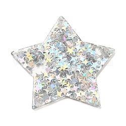 Acrylic with Paillettes Pendants, Star, Silver, 42.5x45.5x2mm, Hole: 1.6mm