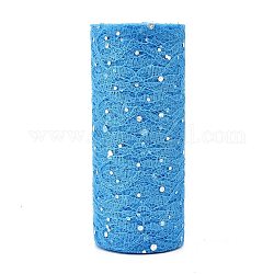 Nastri in mesh deco glitter con paillettes, tessuto di tulle, per la decorazione della festa nuziale, decorazione di gonne, cielo blu, 6 pollice (150 mm), 10iarde/rotolo