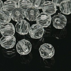 Perline acrilico trasparente, chiaro tondo sfaccettato, 8mm di diametro, Foro: 1.5 mm