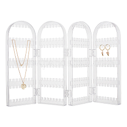 Plastic Earring Display Folding Screen Stands with 4 Folding Panels, Jewellery Earring Organizer Hanging Holder, Clear, 43.5x1.9x28.3cm