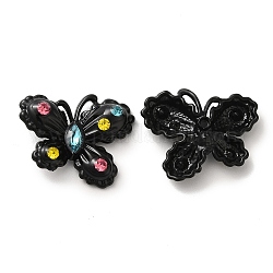 Alloy Pendant, with Glass, Electrophoresis Black, Lead Free & Cadmium Free, Butterfly Charm, Colorful, 19x24x6.5mm, Hole: 1.8mm