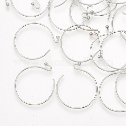 Brass Earring Hooks, Ear Wire, Real Platinum Plated, 24~26x21~24mm, Pin: 0.7mm
