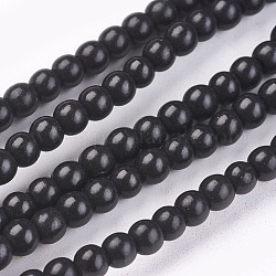 Chapelets de perles en turquoise synthétique, teinte, ronde, noir, 4mm, Trou: 1mm, Environ 110 pcs/chapelet, 15.6 pouce