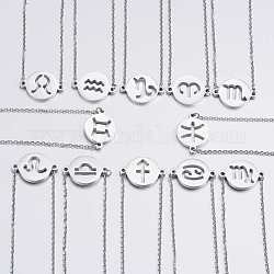 304 aus rostfreiem Stahl Halsketten, zwölf Sternbild / Sternzeichen, Edelstahl Farbe, 18.1 Zoll (46 cm), 12strands / set