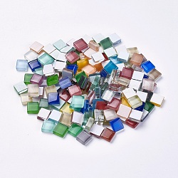 Glas cabochons, Mosaikfliesen, für Heimdekoration oder Basteln, Viereck, Mischfarbe, 9.5~10x9.5~10x4 mm, ca. 1010 Stk. / 1000 g