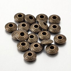 Tibetischen Stil Legierung Zwischenperlen, Bleifrei und cadmium frei, Flachrund, Antik Bronze, 8x3 mm, Bohrung: 2.5 mm