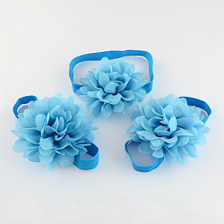 Neugeborenes Baby-Geschenk-Sets, Babyblumenstirnbänder & baby barfuß Sandalen, Deep-Sky-blau, 112 mm, 50 mm