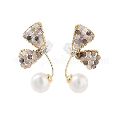 Orecchini pendenti con perle naturali a forma di farfalla, orecchini con perline di vetro con 925 spilla in argento sterling, vero placcato oro 14k, 29x13mm