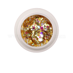 Accesorios de decoración de uñas brillantes, Con polvo de brillo y lentejuelas, diy sparkly paillette consejos uñas, formas mixtas, oro, polvo: 0.1~0.5x0.1~0.5 mm, lentejuelas: 0.5~5x0.5~5 mm