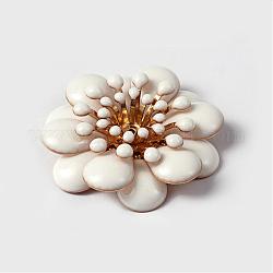 Параметры кабошон латунь эмаль цветок, золотые, белые, лоток : 4 мм, 30x7 мм, отверстие : 1 мм