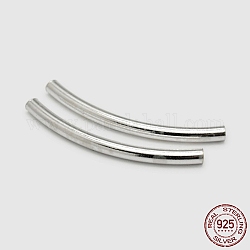 Tube 925 Sterling Silver Beads, Silver, 30x3mm, Hole: 1.8mm