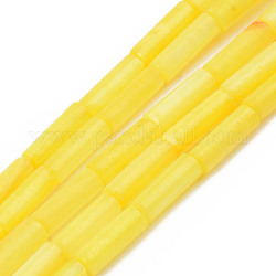 Natural Freshwater Shell Beads Strand, Dyed, Column, Yellow, 9x3mm, Hole: 0.8mm, about 38pcs/strand, 16.93 inch(43cm)
