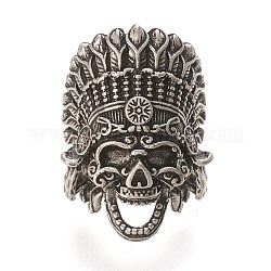 Retro Brass Beads, Long-Lasting Plated, Skull, Antique Silver, 23.5x17x14mm, Hole: 6.5mm