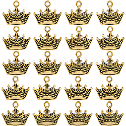 SUNNYCLUE 100Pcs Alloy Pendants, Crown Charm, Antique Golden, 15x17x2mm, Hole: 2mm