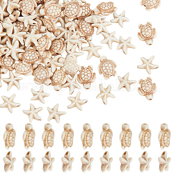 Arricraft 4 Stränge türkisfarbene Perlen, Meeresschildkröten-Perlen, synthetische Türkis-Seestern-Perlen, Ozeantier-Abstandsperlen für Armbänder, Ohrringe, DIY-Schmuckherstellung