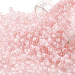 Круглые бусины toho, японский бисер, (967) внутренний цветной кристалл / неоновая розалиновая подкладка, 8/0, 3 мм, отверстие : 1 мм, Около 220 шт / 10 г