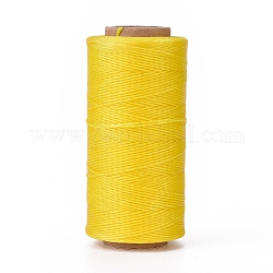 Cordón de poliéster encerado, cordón de micro macramé, hilo de coser encerado, piso, amarillo, 0.8mm, alrededor de 284.33 yarda (260 m) / rollo